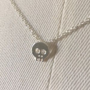 NWT Dainty Skull Silvertone 9” Adjustable Necklace